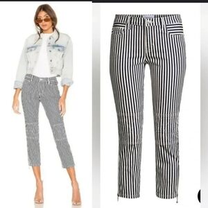 Cropped Stiched Accent Jeans Current Elliot Striped Jeans
